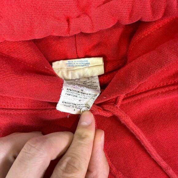 Vtg Champion Reverse Weave Hoodie Sweatshirt Mens L Red Blank Heavyweight - Picture 3 of 7